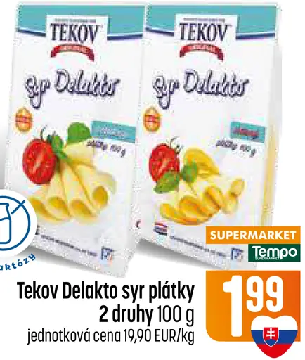 Tekov Delaktos syr plátky 2 druhy