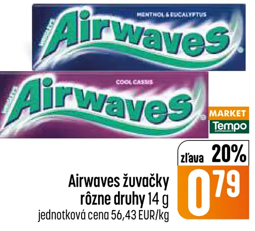 Airwaves dražé žuvačky rôzne druhy