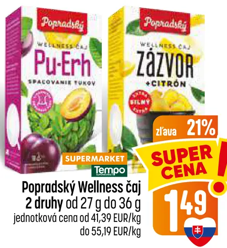 Popradský Wellness čaj Pu-Erh, Zázvor + citrón