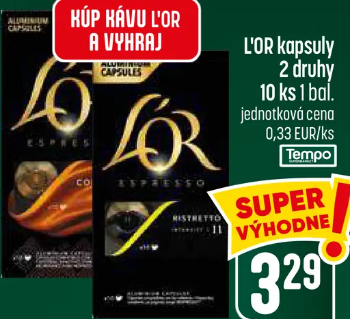 L'Or Espresso kapsuly, 2 druhy