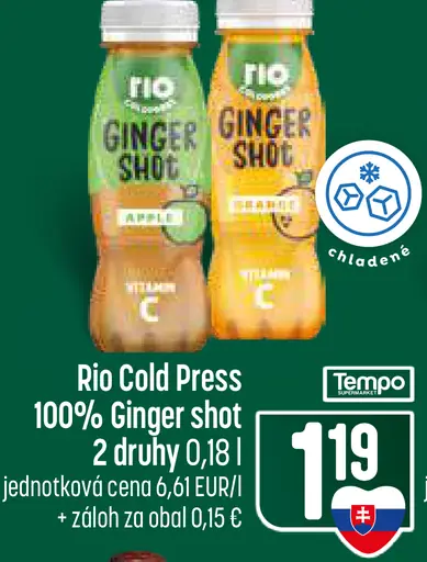 Rio Cold Press 100 % Ginger shot, 2 druhy
