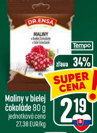 Dr. Ensa maliny v bielej čokoláde