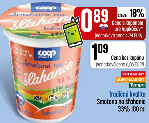 Smotana na šľahanie 33%