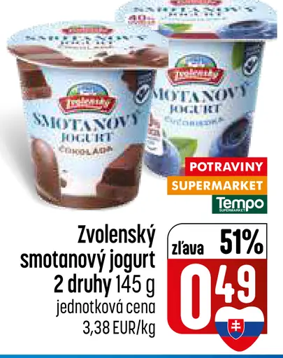 Zvolenský smotanový jogurt 2 druhy