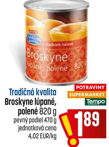 COOP Tradičná kvalita broskyne lúpané, polené