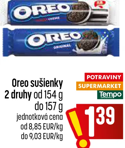 Oreo sušienky 2 druhy