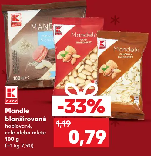 Mandľe blanšírované