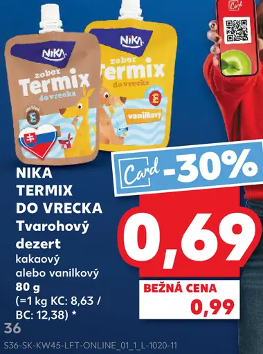 NIKA TERMIX DO VRECKA Tvarohový dezert kakao