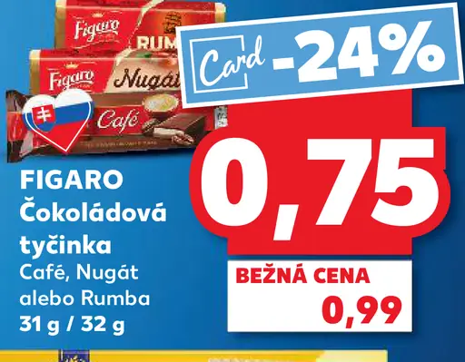 FIGARO Čokoládová tyčinka Café, Nugát alebo Rumba