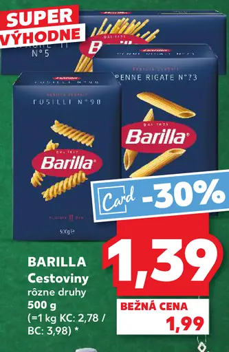 Barilla cestoviny rôzne druhy