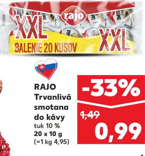 RAJO Trvanlivá smotana do kávy