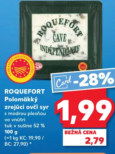 ROQUEFORT Polomäkký zrejúci ovčí syr