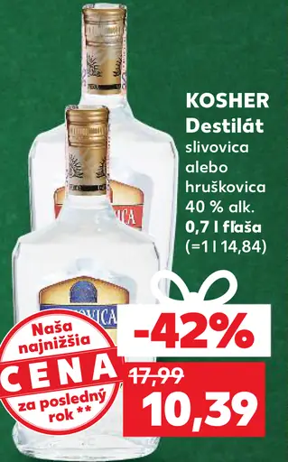 KOSHER Destilát slivovica alebo hruškovica