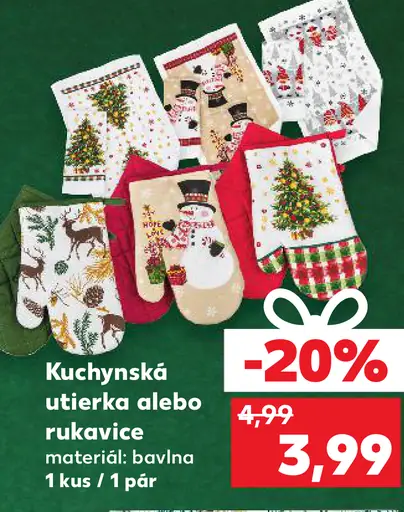 Kuchynská utierka alebo rukavice