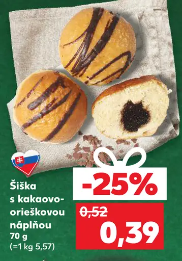 Šiška s kakaovo-orieškovou náplňou