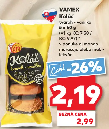 Koláč tvaroh - vanilka