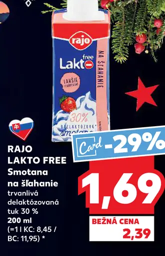 RAJO LAKTO FREE Smotana na šľahanie