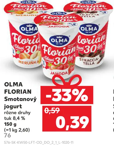 OLMA FLORIAN Smotanový jogurt Jahoda