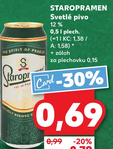 Staropramen svetlé pivo