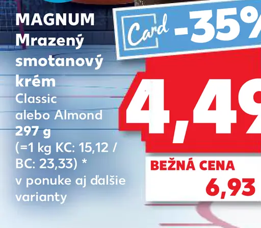 MAGNUM Mrazený smotanový krém Classic alebo Almond