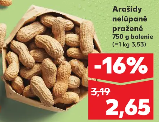 Arašidy nelúpane pražené