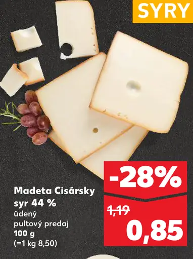 Madeta Cisársky syr 44% údený