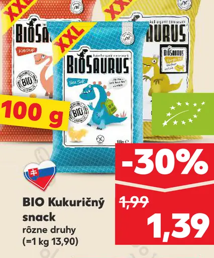 BIO Kukuričný snack Biosaurus