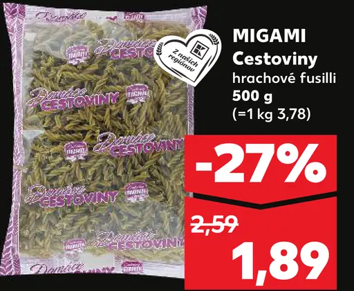 Migami Cestoviny hrachové fusilli