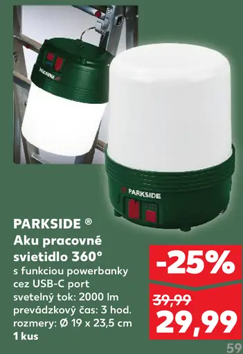 Parkside Aku pracovné svietidlo 360°