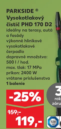 Parkside Vysokotlakový čistič PHD 170 D2