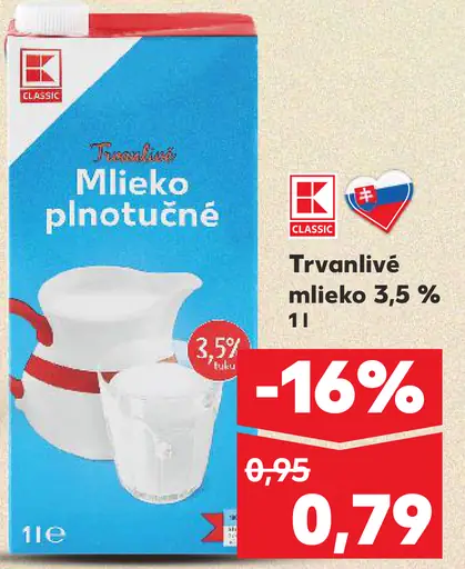 K-Classic Plnotučné mlieko 3,5%