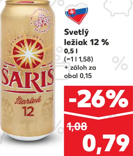 Šariš Svetlý ležiak 12 % plechovka
