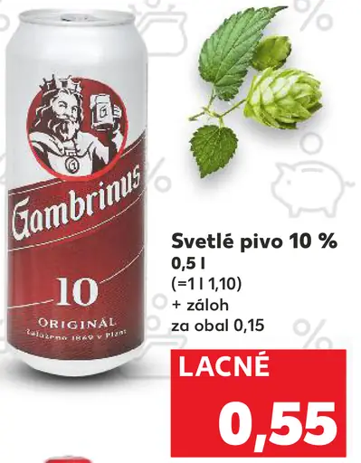 Gambrinus Svetlé pivo 10 % plechovka