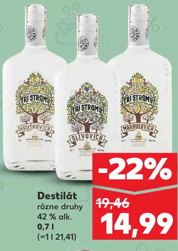 Destilát rôzne druhy 42 % alk.