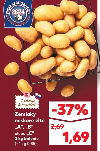 Zemiaky neskoré žlté "A", "B" alebo "C"