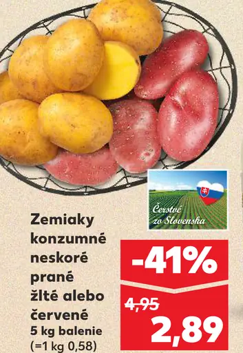 Zemiaky konzumné žlté alebo červené neskoré