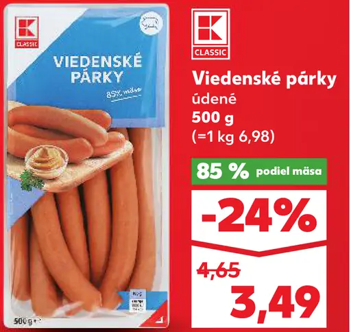 K-Classic Viedenské párky údené
