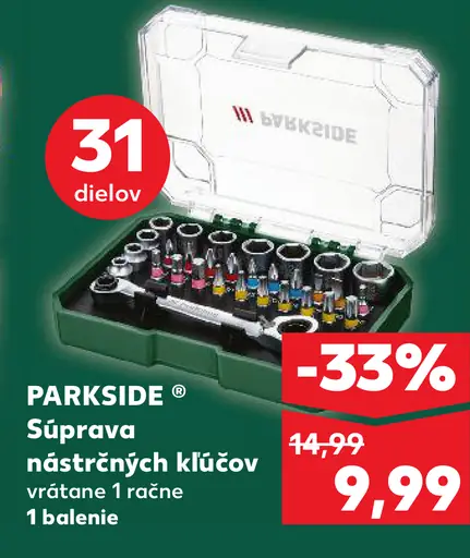 Parkside Súprava nástrčných kľúčov vrátane 1 račne