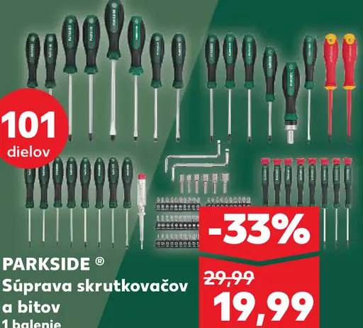PARKSIDE Súprava skrutkovačov a bitov