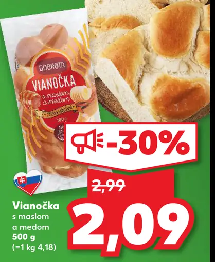 Dobrasta Vianočka s maslom a medom