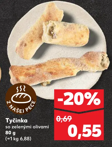 Tyčinka so zelenými olivami