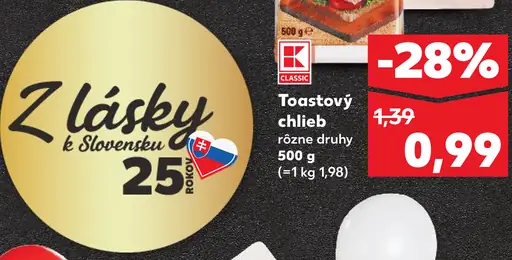 Toastový chlieb svetlý rôzne druhy
