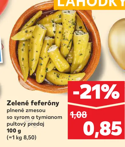 Zelené feferóny plnené zmesou so syrom a tymiánom