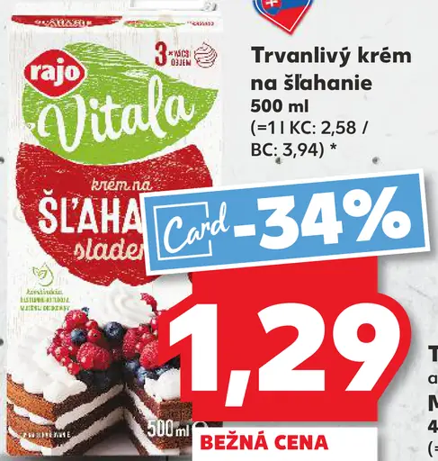 Rajo Vitala Trvanlivý krém na šľahanie