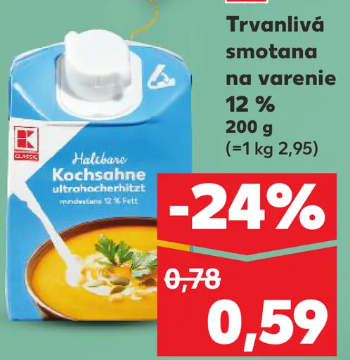 HALTBARE Kochsahne Trvanlivá smotana na varenie 12 %