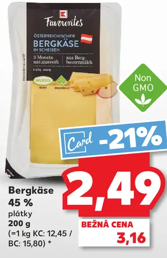 K-Favourites Bergkäse 45% plátky