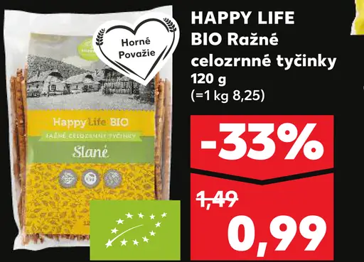 Happy Life BIO Ražné celozrnné tyčinky