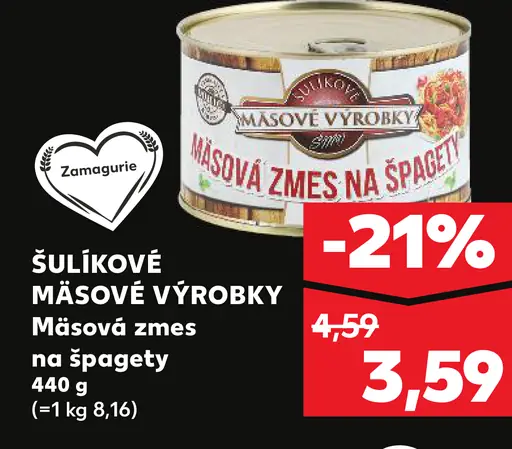 Šulikové Masové výrobky na špagety