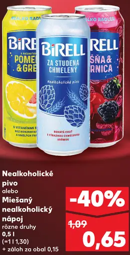 Birell Svetlý nealkoholické pivo plechovka