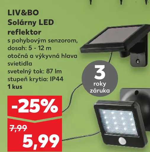 LIV&BO Solárny LED reflektor